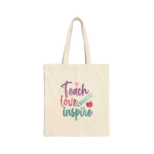 Teach Love Inspire Teacher Canvas Tote Bag - Image 9