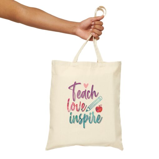 Teach Love Inspire Teacher Canvas Tote Bag - Image 13