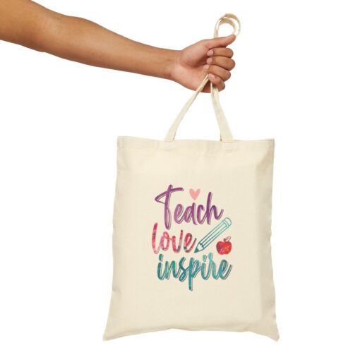 Teach Love Inspire Teacher Canvas Tote Bag - Image 14