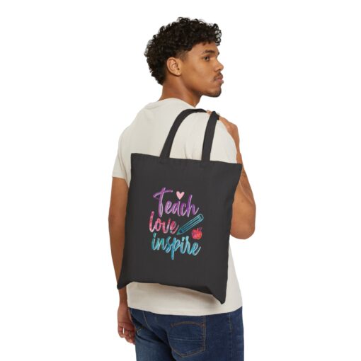 Teach Love Inspire Teacher Canvas Tote Bag - Image 3